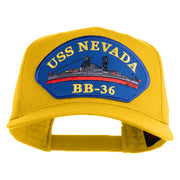 USS Nevada BB 36 Blue Patched Solid Cotton Twill 5 Panel Prostyle Snap Cap - Yellow OSFM