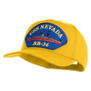 USS Nevada BB 36 Blue Patched Solid Cotton Twill 5 Panel Prostyle Snap Cap - Yellow OSFM