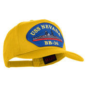 USS Nevada BB 36 Blue Patched Solid Cotton Twill 5 Panel Prostyle Snap Cap - Yellow OSFM