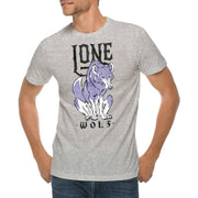 Lone Wolf Graphic Design Ring Spun Combed Cotton Short Sleeve Deluxe Jersey T-Shirt - Heather-Grey XS