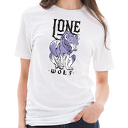 Lone Wolf Graphic Design Ring Spun Combed Cotton Short Sleeve Deluxe Jersey T-Shirt - White XS