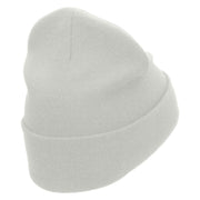 Extreme Heights Embroidered 12 Inch Long Knitted Beanie - White OSFM