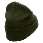 Extreme Heights Embroidered 12 Inch Long Knitted Beanie - Olive OSFM