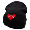 Skate Heart Embroidered 12 Inch Long Knitted Beanie - Black OSFM