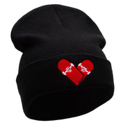 Skate Heart Embroidered 12 Inch Long Knitted Beanie - Black OSFM