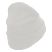 Skate Heart Embroidered 12 Inch Long Knitted Beanie - White OSFM