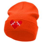 Skate Heart Embroidered 12 Inch Long Knitted Beanie - Orange OSFM