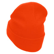 Skate Heart Embroidered 12 Inch Long Knitted Beanie - Orange OSFM