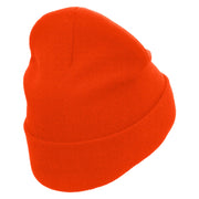 Skate Heart Embroidered 12 Inch Long Knitted Beanie - Orange OSFM