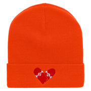 Skate Heart Embroidered 12 Inch Long Knitted Beanie - Orange OSFM