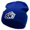 Ski Mountain Embroidered 12 Inch Long Knitted Beanie - Royal OSFM