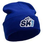 Ski Mountain Embroidered 12 Inch Long Knitted Beanie - Royal OSFM