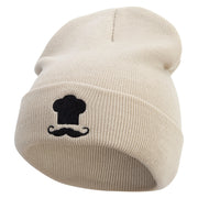 Chef Logo Embroidered 12 Inch Long Knitted Beanie - Birch OSFM