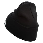 US Marine Corps Emblem Logo Embroidered 12 Inch Solid Knit Cuff Long Beanie Made in USA - Black OSFM