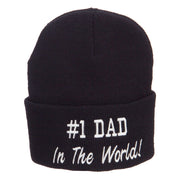 Number 1 Dad In The World Embroidered Long Beanie