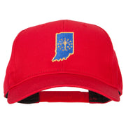 Indiana State Flag Map Embroidered Solid Cotton Pro Cap