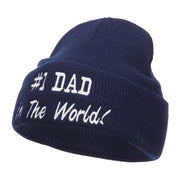 Number 1 Dad In The World Embroidered Long Beanie