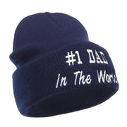 Number 1 Dad In The World Embroidered Long Beanie