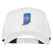 Indiana State Flag Map Embroidered Solid Cotton Pro Cap