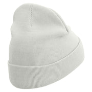 Chef Logo Embroidered 12 Inch Long Knitted Beanie - White OSFM