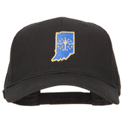 Indiana State Flag Map Embroidered Solid Cotton Pro Cap