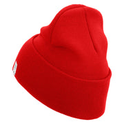 US Marine Corps Emblem Logo Embroidered 12 Inch Solid Knit Cuff Long Beanie Made in USA - Red OSFM