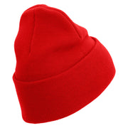 US Marine Corps Emblem Logo Embroidered 12 Inch Solid Knit Cuff Long Beanie Made in USA - Red OSFM