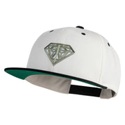 Diamond Jewelry Patched Classic Snapback Wool Blend 2 Tone Cap - Natural-Black OSFM