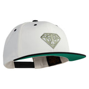 Diamond Jewelry Patched Classic Snapback Wool Blend 2 Tone Cap - Natural-Black OSFM