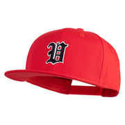 Old English Black V Patched 6 Panels Round Bill Cap - Red OSFM