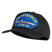 USS Enterprise CVN 65 Blue Patched Solid Cotton Twill 5 Panel Prostyle Snap Cap - Black OSFM