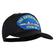 USS Enterprise CVN 65 Blue Patched Solid Cotton Twill 5 Panel Prostyle Snap Cap - Black OSFM