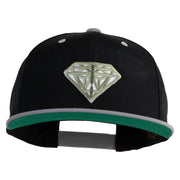 Diamond Jewelry Patched Classic Snapback Wool Blend 2 Tone Cap - Black-Silver OSFM
