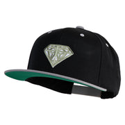 Diamond Jewelry Patched Classic Snapback Wool Blend 2 Tone Cap - Black-Silver OSFM