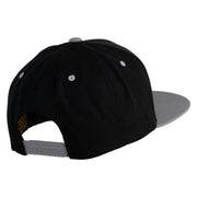 Diamond Jewelry Patched Classic Snapback Wool Blend 2 Tone Cap - Black-Silver OSFM