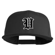 Old English Black V Patched 6 Panels Round Bill Cap - Black OSFM
