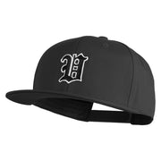 Old English Black V Patched 6 Panels Round Bill Cap - Black OSFM