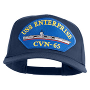 USS Enterprise CVN 65 Blue Patched Solid Cotton Twill 5 Panel Prostyle Snap Cap - Navy OSFM
