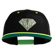 Diamond Jewelry Patched Classic Snapback Wool Blend 2 Tone Cap - Black-Yellow OSFM