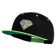 Diamond Jewelry Patched Classic Snapback Wool Blend 2 Tone Cap - Black-Yellow OSFM