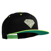 Diamond Jewelry Patched Classic Snapback Wool Blend 2 Tone Cap - Black-Yellow OSFM
