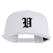 Old English Black V Patched 6 Panels Round Bill Cap - White OSFM