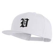 Old English Black V Patched 6 Panels Round Bill Cap - White OSFM