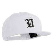 Old English Black V Patched 6 Panels Round Bill Cap - White OSFM