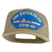 USS Enterprise CVN 65 Blue Patched Solid Cotton Twill 5 Panel Prostyle Snap Cap - Khaki OSFM