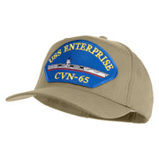 USS Enterprise CVN 65 Blue Patched Solid Cotton Twill 5 Panel Prostyle Snap Cap - Khaki OSFM