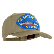 USS Enterprise CVN 65 Blue Patched Solid Cotton Twill 5 Panel Prostyle Snap Cap - Khaki OSFM