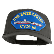 USS Enterprise CVN 65 Blue Patched Solid Cotton Twill 5 Panel Prostyle Snap Cap - Charcoal OSFM