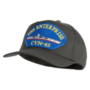 USS Enterprise CVN 65 Blue Patched Solid Cotton Twill 5 Panel Prostyle Snap Cap - Charcoal OSFM