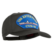 USS Enterprise CVN 65 Blue Patched Solid Cotton Twill 5 Panel Prostyle Snap Cap - Charcoal OSFM